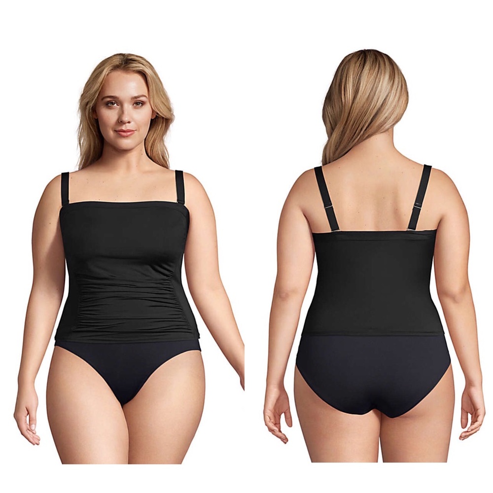 Lands end Bandeau Tankini Top Swim strapless